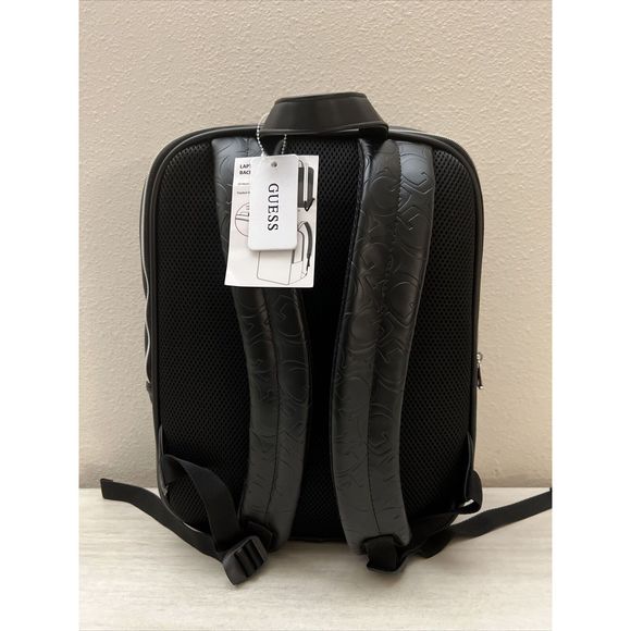 Guess Los Angeles KAMRI Travel Laptop Backpack Black Signature Embossed NWT - Picture 4 of 15